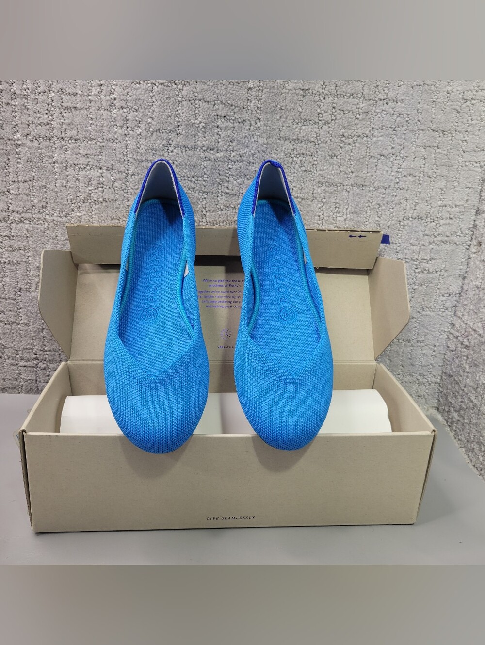 Rothy's The Flat Women's Size US 7 Peacock Blue Slip On Shoes RETIRED
